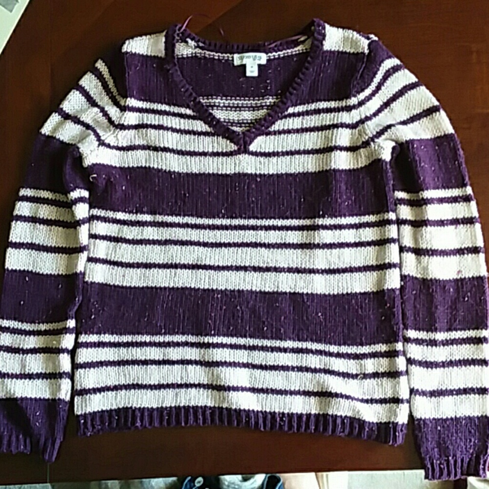 St. Johns Bay Purple and White sweater